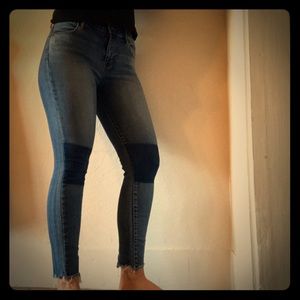 Knee Patch Raw Hem Jeggings